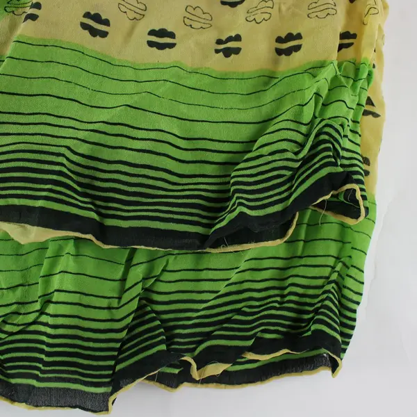 Multicolor Abstract Pattern Scarf Black Yellow Green Lightweight