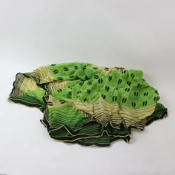 Multicolor Abstract Pattern Scarf Black Yellow Green Lightweight