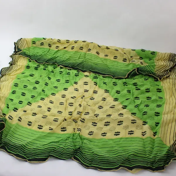 Multicolor Abstract Pattern Scarf Black Yellow Green Lightweight