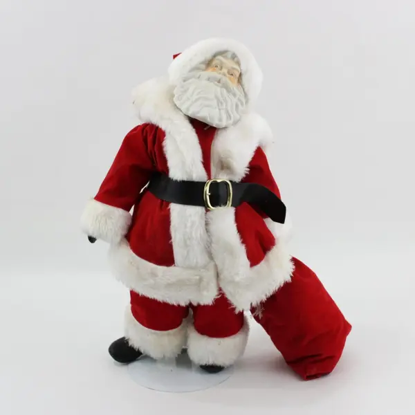 Vintage Anco Porcelain Cloth Santa Doll with Stand 