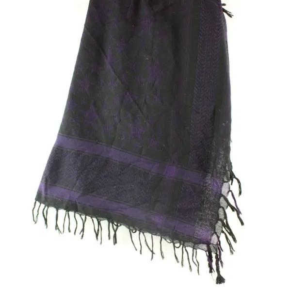 Black Purple Textured Fringed Winter Scarf Wrap