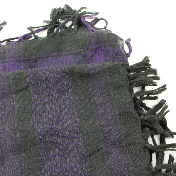 Black Purple Textured Fringed Winter Scarf Wrap