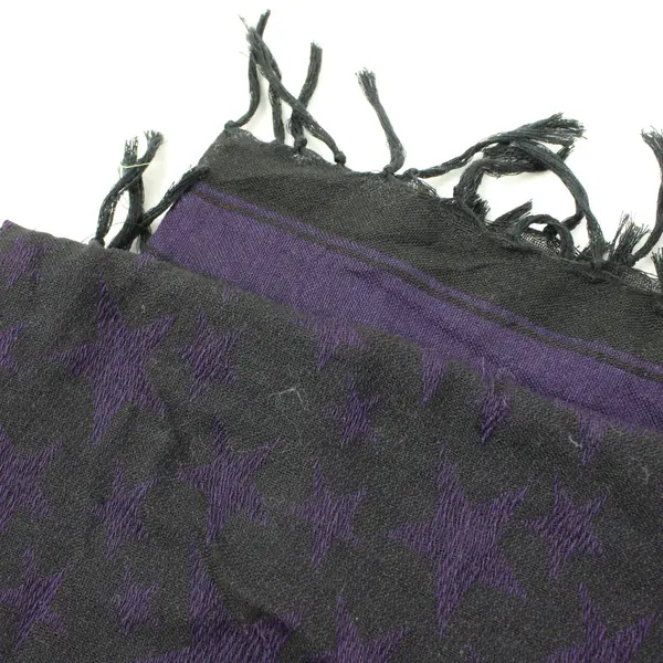 Black Purple Textured Fringed Winter Scarf Wrap