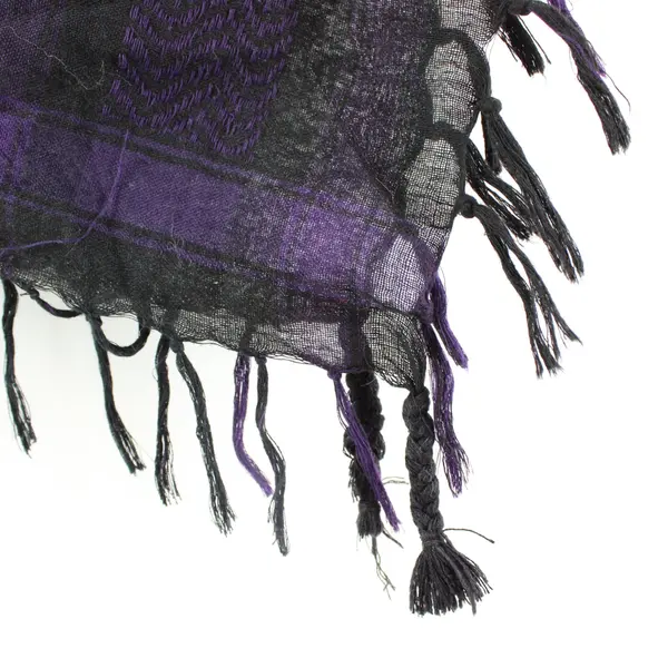 Black Purple Textured Fringed Winter Scarf Wrap