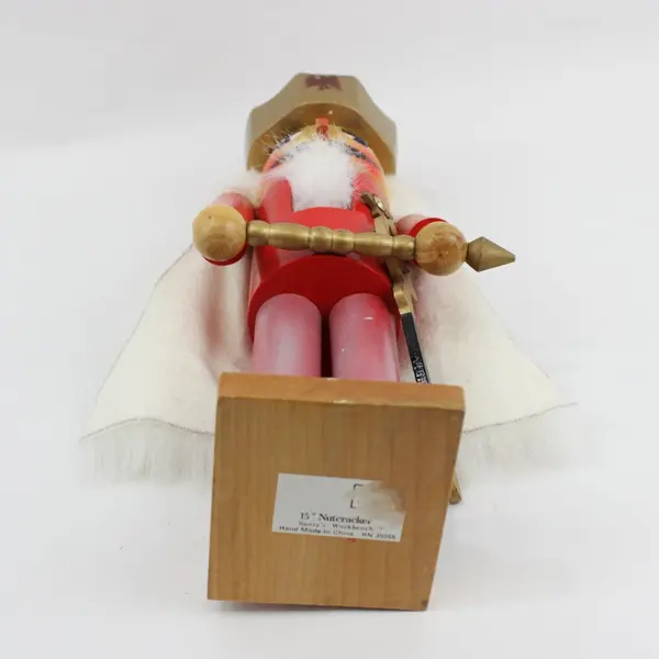 Santa's Workbench 15" King Nutcracker with Scepter Sword White Fur Cape