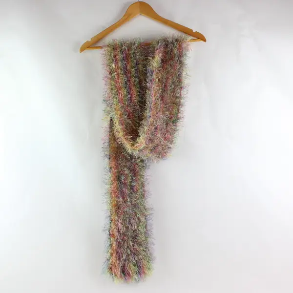 Multicolor Eyelash Knit Scarf Fuzzy Textured Fringe Pastel