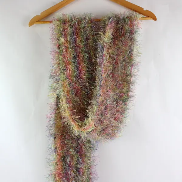 Multicolor Eyelash Knit Scarf Fuzzy Textured Fringe Pastel