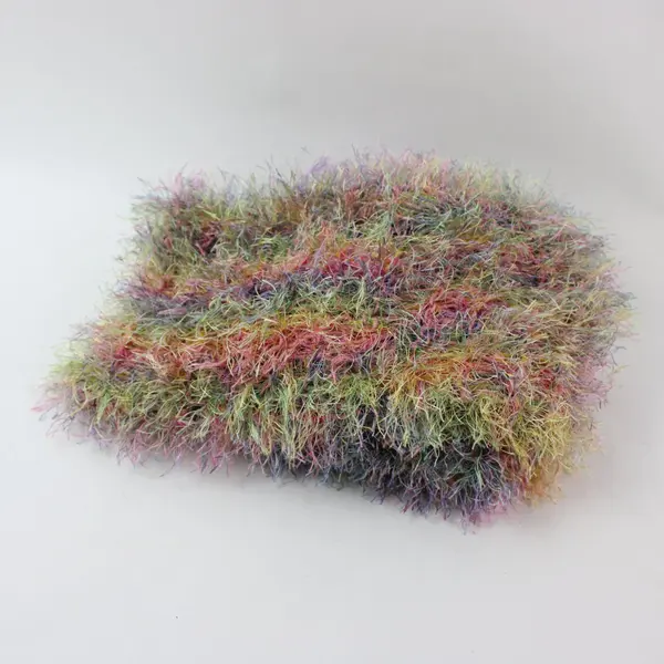 Multicolor Eyelash Knit Scarf Fuzzy Textured Fringe Pastel