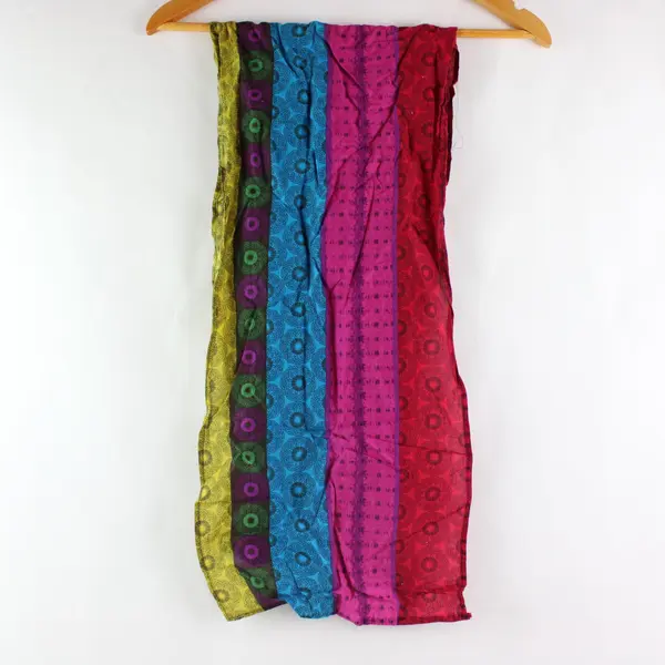 Multicolor Cotton Patchwork Scarf Geometric Circle Motif