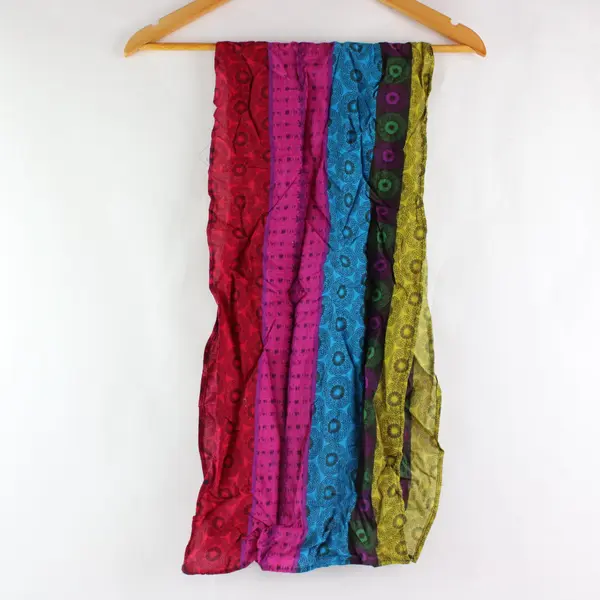 Multicolor Cotton Patchwork Scarf Geometric Circle Motif
