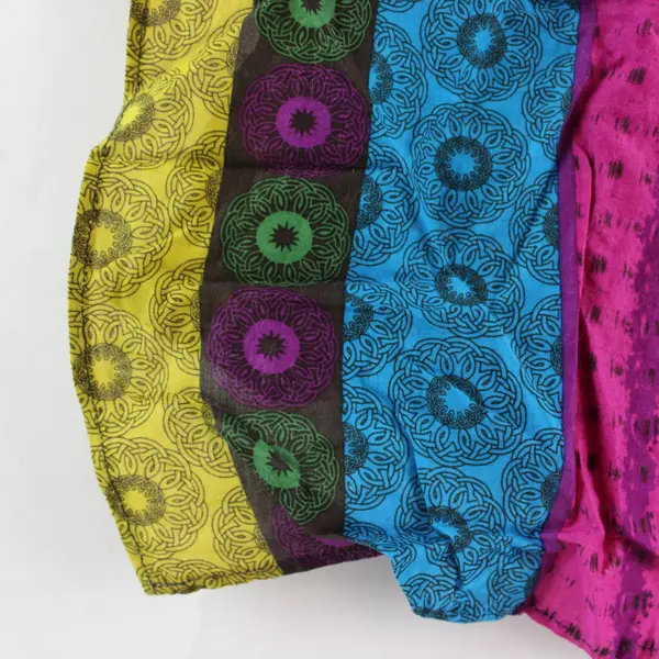 Multicolor Cotton Patchwork Scarf Geometric Circle Motif