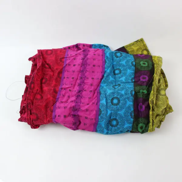 Multicolor Cotton Patchwork Scarf Geometric Circle Motif