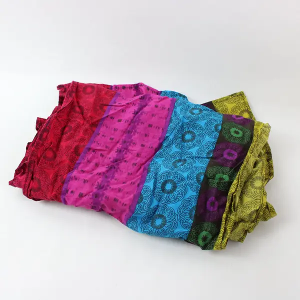 Multicolor Cotton Patchwork Scarf Geometric Circle Motif