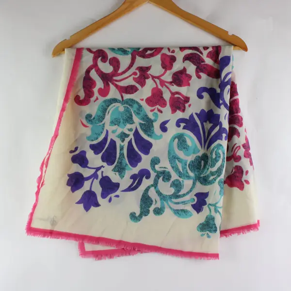 J Collections Women's Lightweight Floral Print Scarf Pink Purple White
