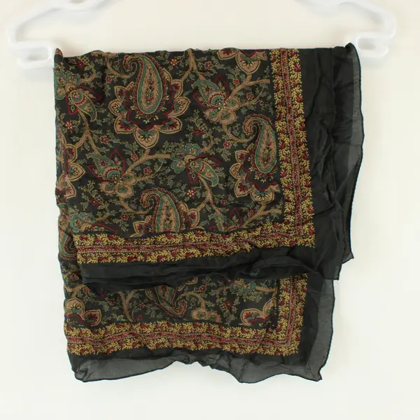 Silk Shawl Black Paisley Wrap Scarf