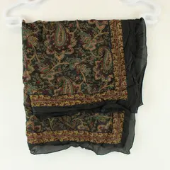 Silk Shawl Black Paisley Wrap Scarf