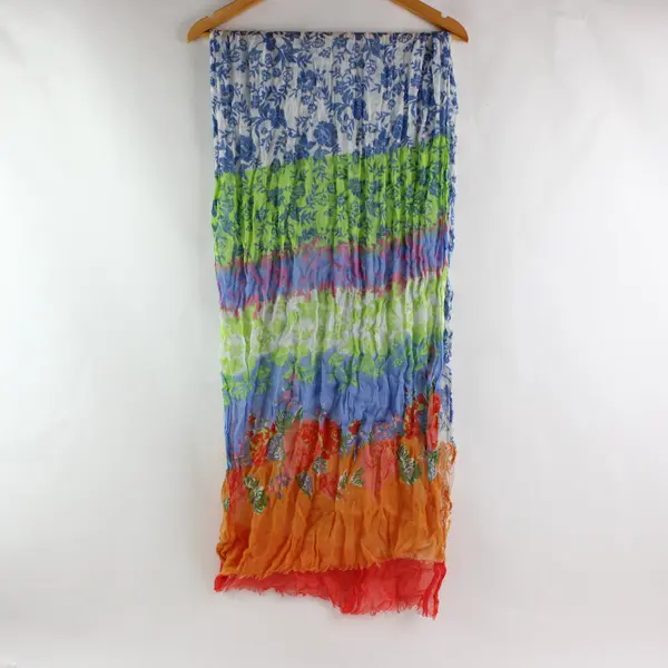J.Jill Women's Floral Print Scarf Blue Coral Peach Green