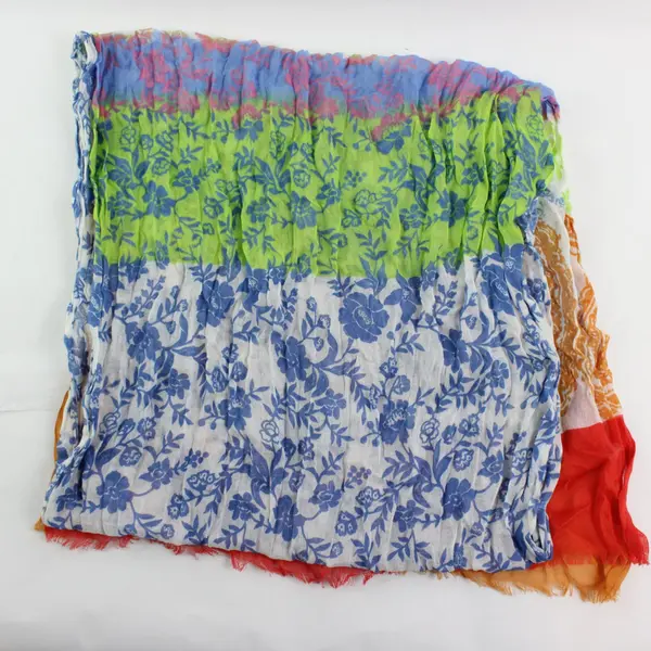 J.Jill Women's Floral Print Scarf Blue Coral Peach Green