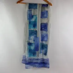 Blue White Abstract Watercolor Pattern Lightweight Fabric Scarf