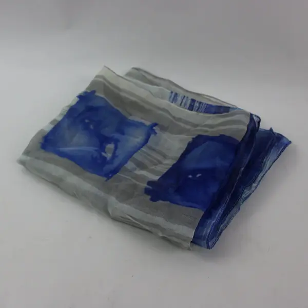 Blue White Abstract Watercolor Pattern Lightweight Fabric Scarf