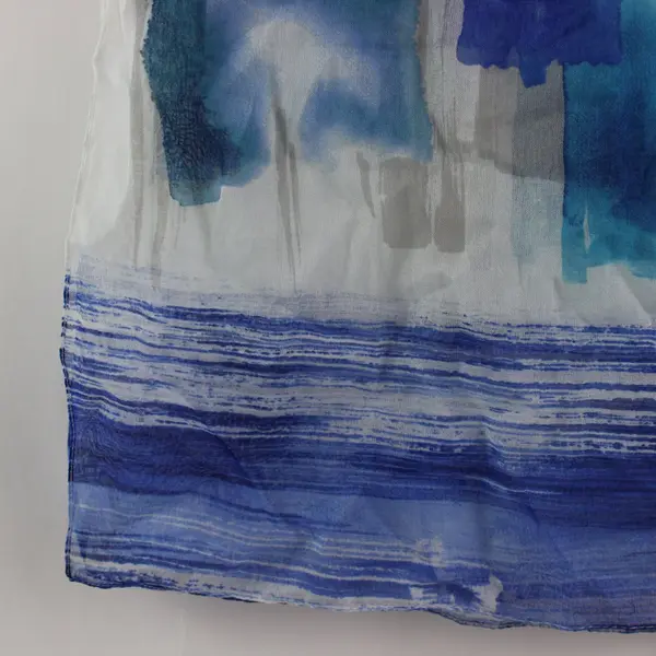 Blue White Abstract Watercolor Pattern Lightweight Fabric Scarf