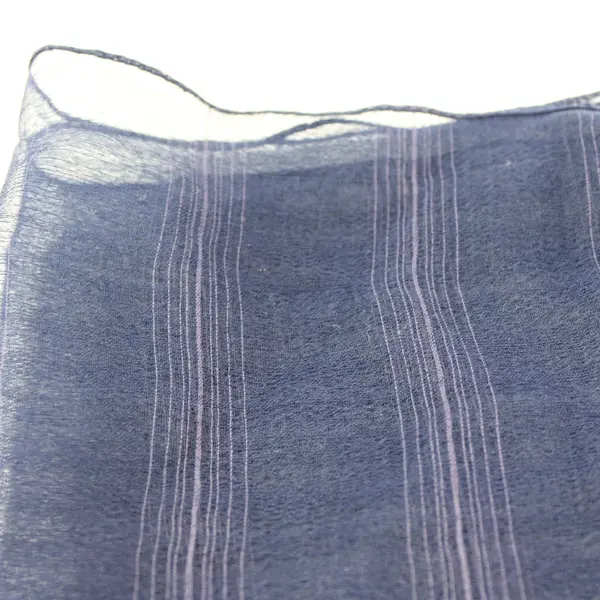 Dark Blue Polyester Striped Scarf