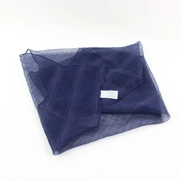 Dark Blue Polyester Striped Scarf