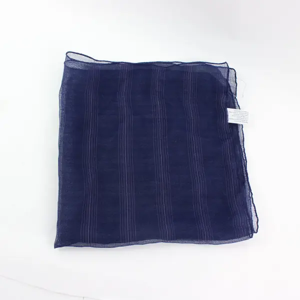 Dark Blue Polyester Striped Scarf
