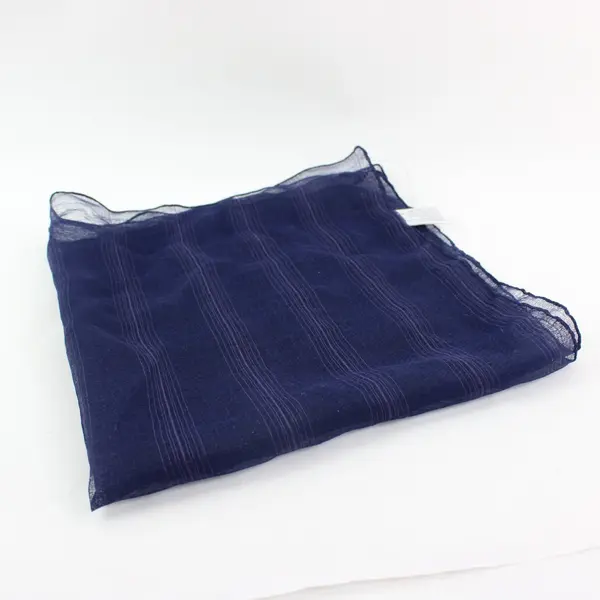Dark Blue Polyester Striped Scarf