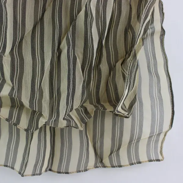 Gray Cream Vertical Striped Cotton Scarf Lightweight 28x12