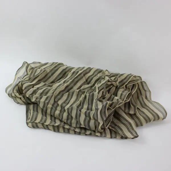 Gray Cream Vertical Striped Cotton Scarf Lightweight 28x12