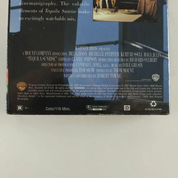 Tequila Sunrise VHS 1997, Mel Gibson Michelle Pfeiffer Kurt Russell, Sealed 
