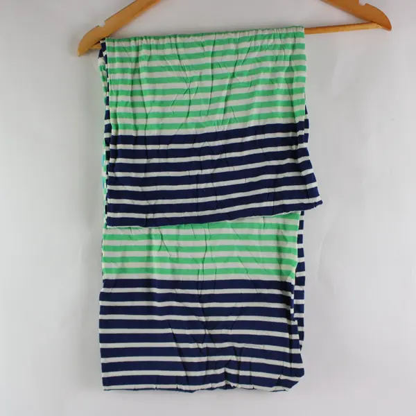 J.Jill Women's Infinity Scarf Blue Green White Striped Made in India