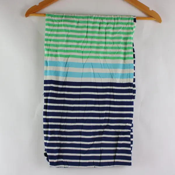 J.Jill Women's Infinity Scarf Blue Green White Striped Made in India