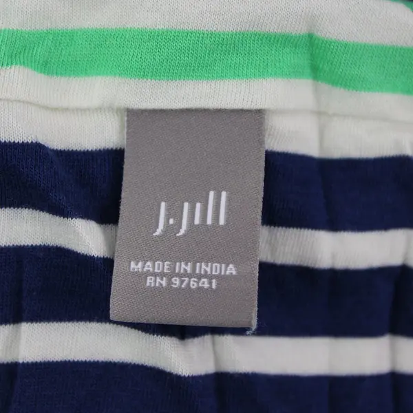 J.Jill Women's Infinity Scarf Blue Green White Striped Made in India