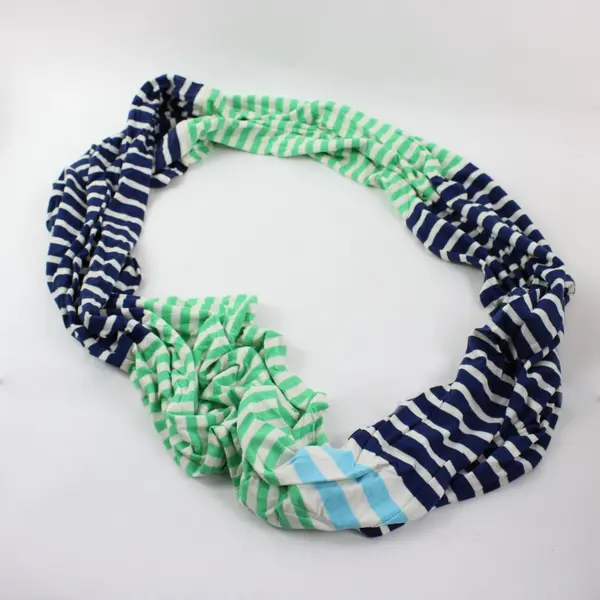 J.Jill Women's Infinity Scarf Blue Green White Striped Made in India