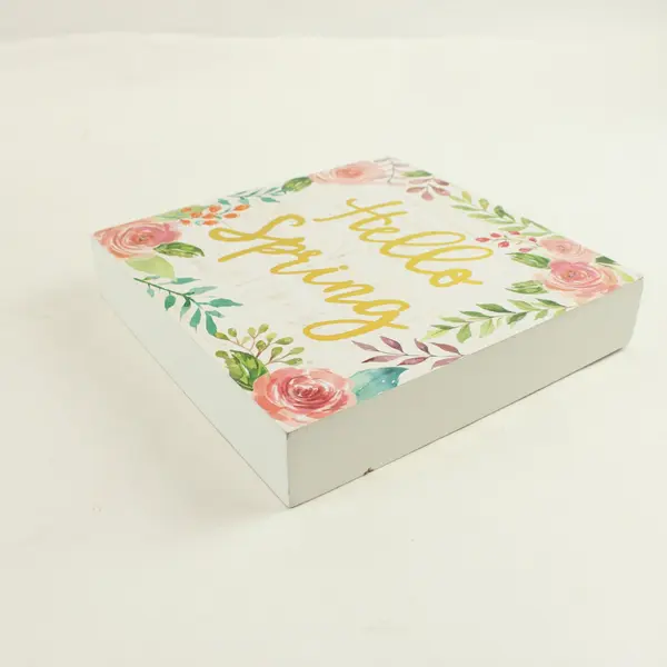 Sino Gifts Hello Spring Floral Decorative Sign 8x8 Wall Plaque
