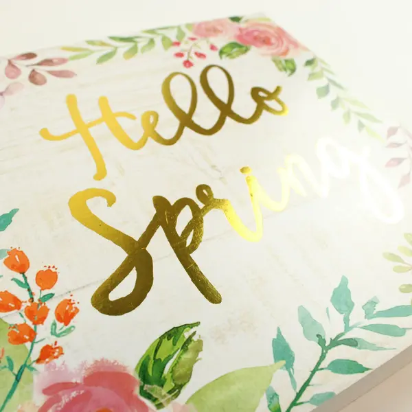 Sino Gifts Hello Spring Floral Decorative Sign 8x8 Wall Plaque
