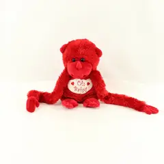 Caltoy Red Plush Monkey Stuffed Animal Oh Baby Heart 9.5in