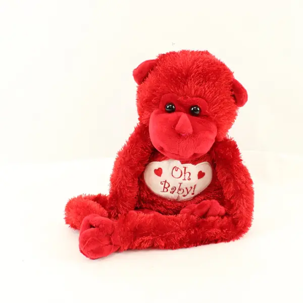 Caltoy Red Plush Monkey Stuffed Animal Oh Baby Heart 9.5in