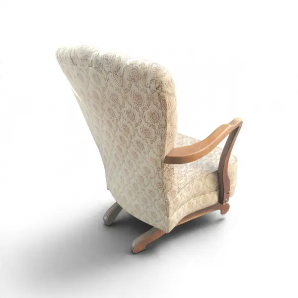 Vintage Fan Back Armchair Floral Upholstery Wood Arms Curved Legs - Local Pickup