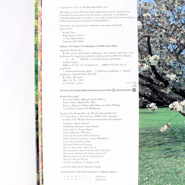 Trees Shrubs And Vines by Bonnie Lee Appleton Rodale's 1993 Hardcover
