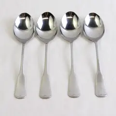 Set of 4 Oneida Plymouth Rock Oval Soup Spoons Stainless Flatware Replacements