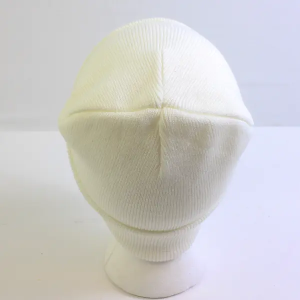 Unisex Pacific White Knit Hat With Embroidered Blue Lion Accent One Size