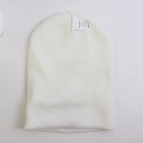 Unisex Pacific White Knit Hat With Embroidered Blue Lion Accent One Size