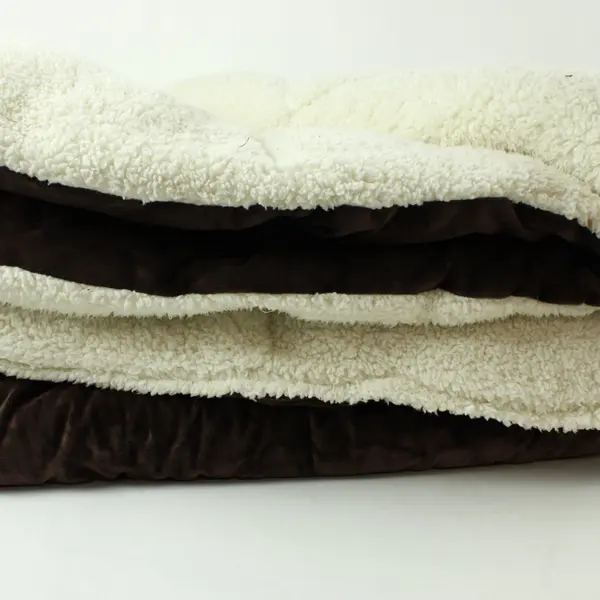 Keeco Sherpa Fleece Comforter Set Queen Size 90x92 Brown White + 2 Pillow Cases