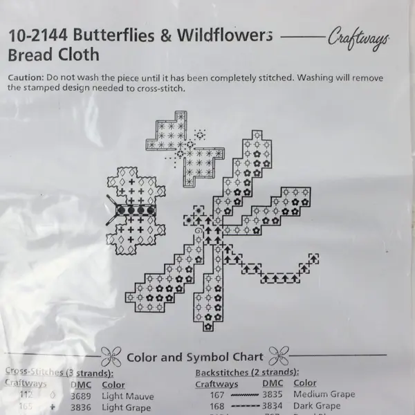 2012 Craftways Butterflies & Wildflowers Cross Stitch Bread Cloth