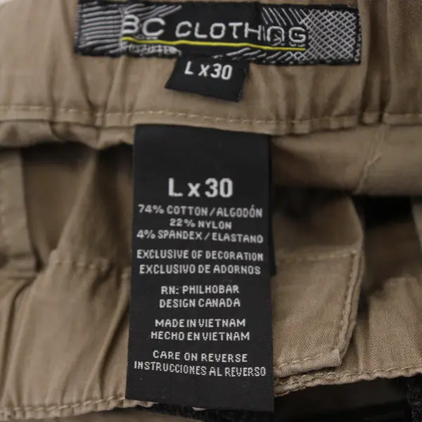 BC Clothing Men's Brown Zip-Off Cargo Pants Size Lx30 Convertible FLAWED
