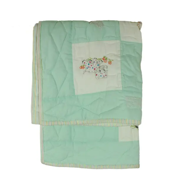 Vintage Embroidered Animal Baby Quilt 34 x 42 in FLAWED
