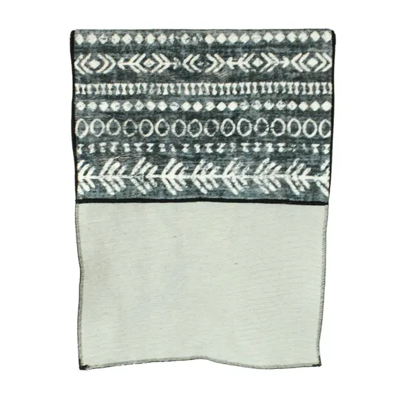White Gray Southwestern Print Anti-Slip Floor Runner Rug 24 x 48